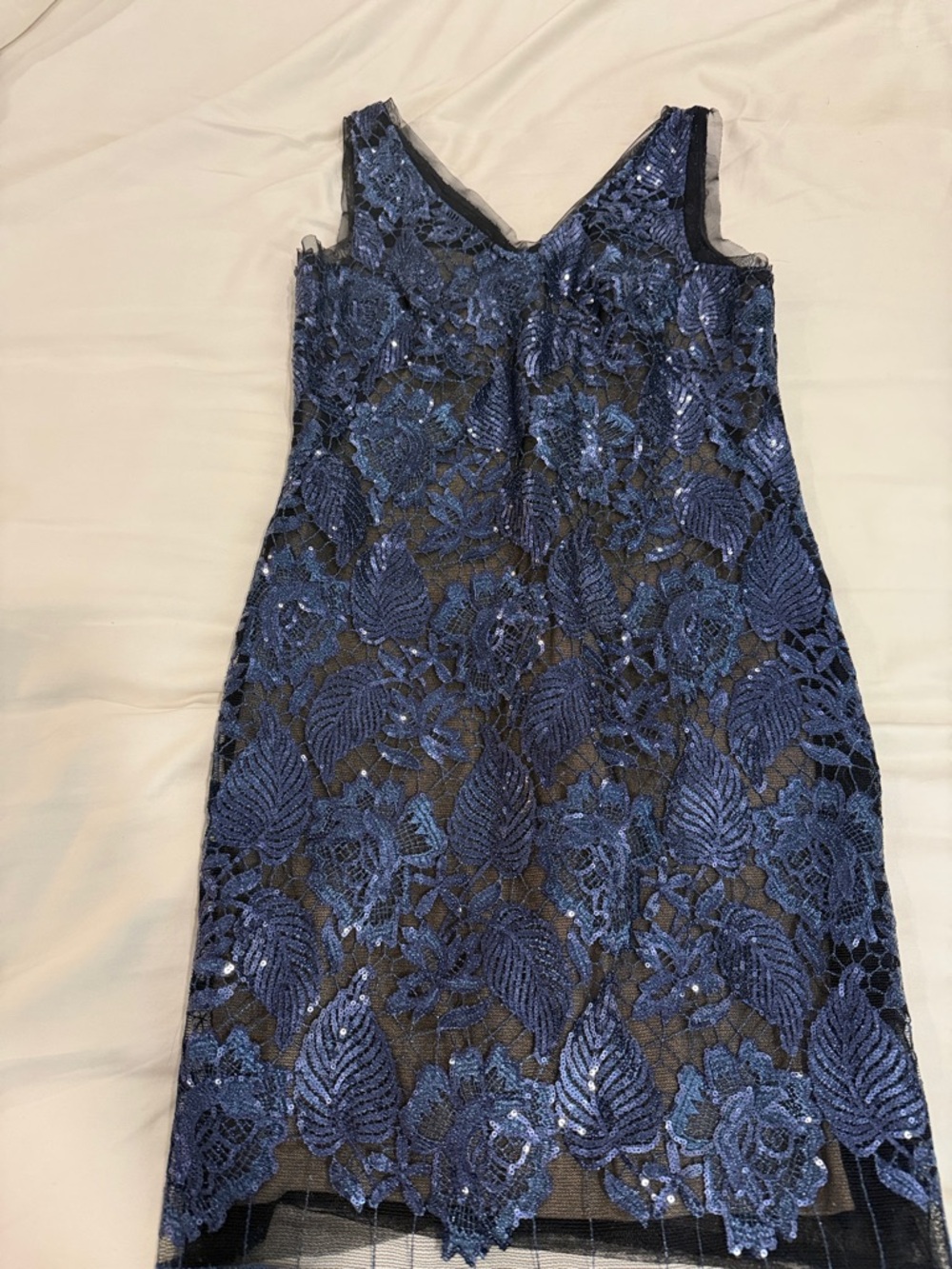 julia jordan Navy Blue Floral Lace Sequin Midi Dress